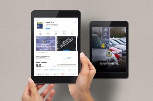 a tablet downloading the your4court app