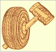 original logo of a hammer through a wheel