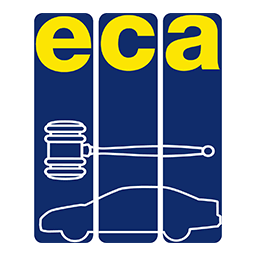 new rebranded logo with three segments in blue, one each for e, c and a with a gavel across them
